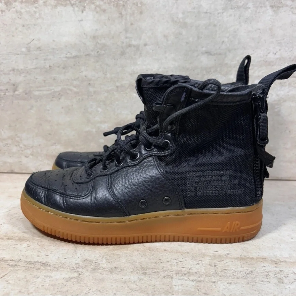 Nike SF Air Force 1 Mid Black Gum Womens 5.5 AA3966-002 Shoes Sneakers